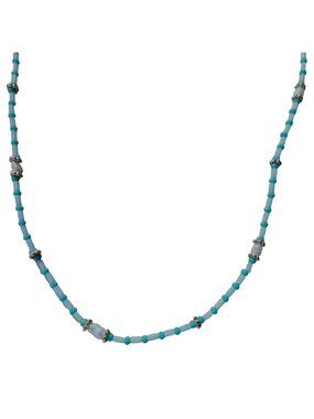 Handmade Beaded Necklace Faux Pearls Green Beads Gold Tone Accents Jewelry Women